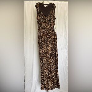 Kasper Brown Leopard Print Dress